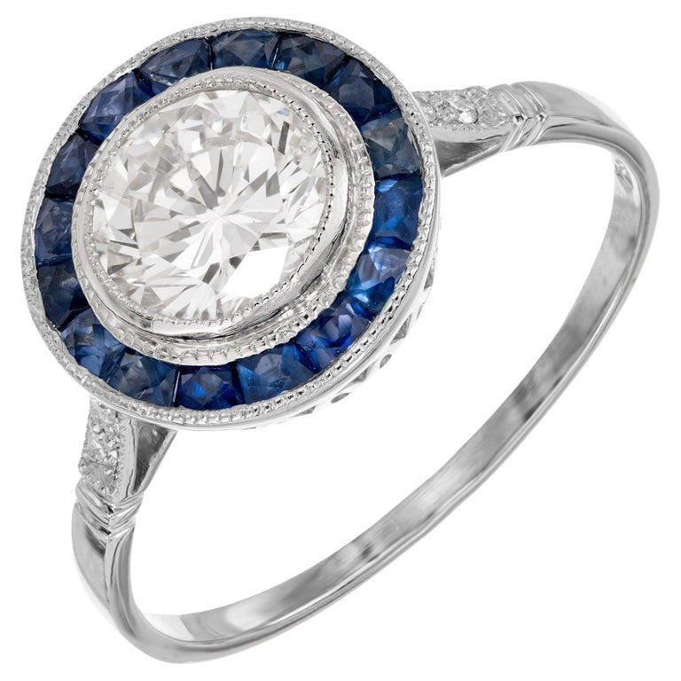 Peter Suchy GIA Certified .95 Carat Diamond Sapphire Platinum Engagement Ring