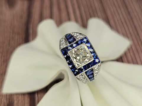Diamond sapphire halo ring engagement ring