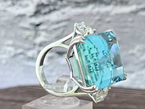 Peter Suchy 41.28 Carat Aquamarine Diamond Cocktail Platinum Ring  275 00583
