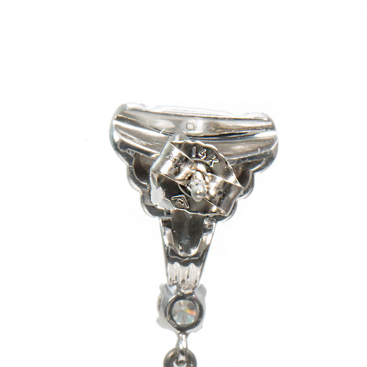 Vintage 1950 14k White Gold Diamond Dangle Earrings with .49cts Smoky Quartz Briolettes – image 8